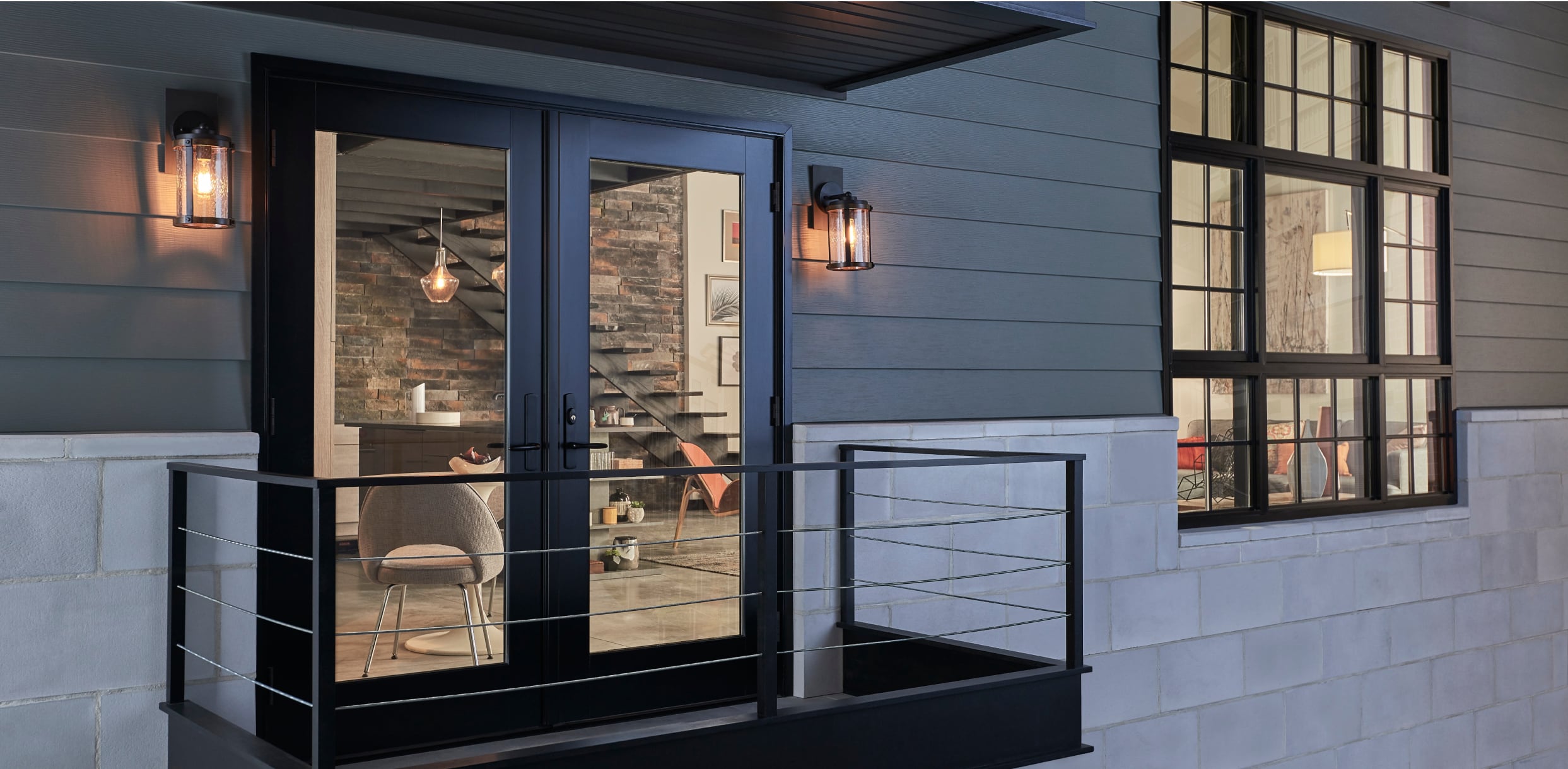 PGW_Exterior_BackPatio_SwingingDoors_Black_IdeasInspiration_Module_3_1243x610_p313 Black Exterior Mira French Out-Swing Patio Door